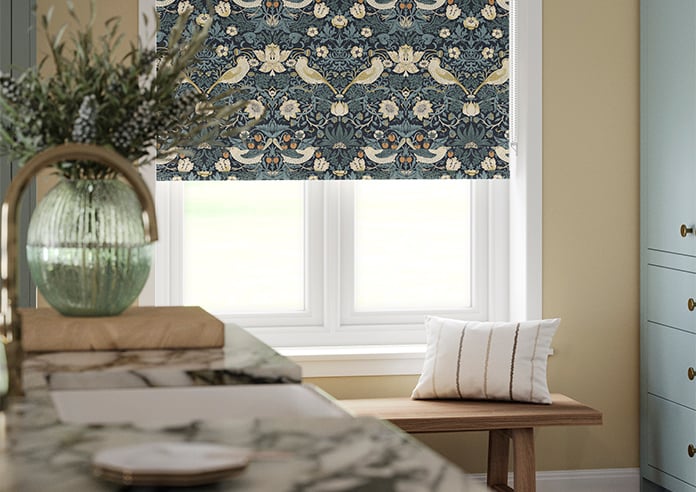 William Morris At Home Strawberry Thief, Indigo - Twist&Fit Roller Blind - Image 5